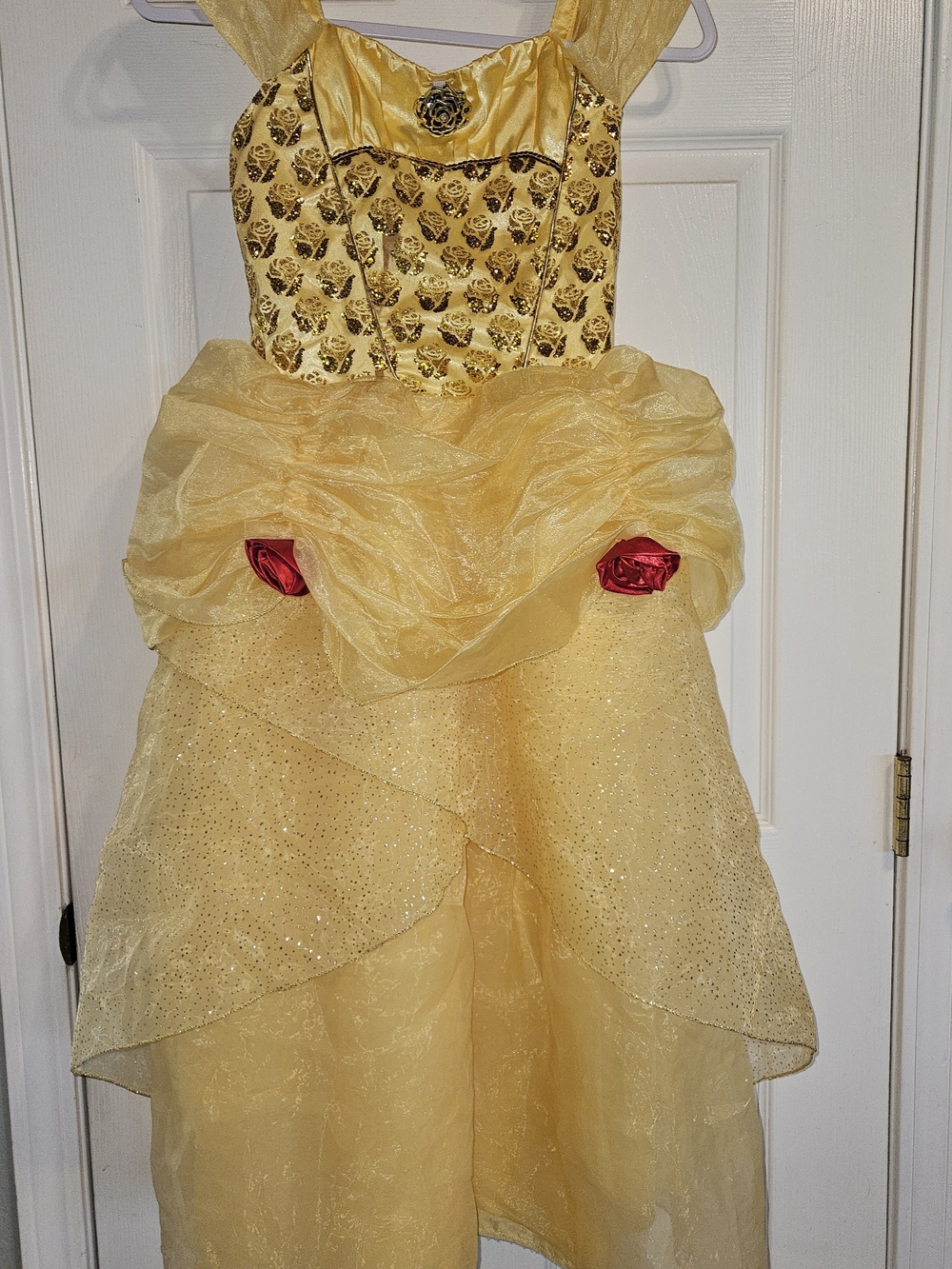 Disney Belle Castle Collectio Princess Dress with Red Rose Accents Size 11/12